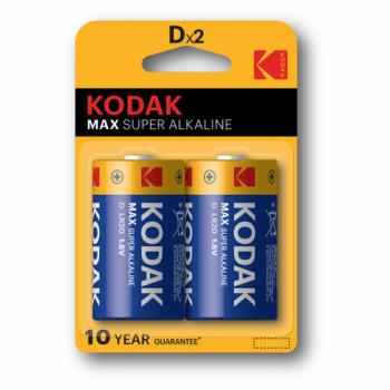 Батарейки алкалиновые КОМПЛЕКТ 2 шт KODAK Max Super Alkaline, D (LR20, 13А) блистер, Б0005129 - Премиум Сервис