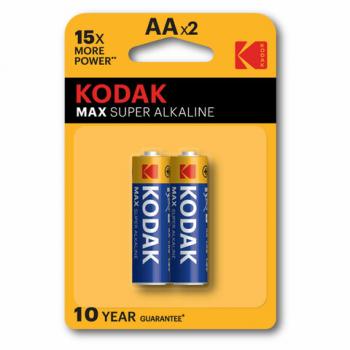 Батарейки алкалиновые "пальчиковые" КОМПЛЕКТ 2 шт KODAK Max Super Alkaline, АА (LR6,2, Б0005131 - Премиум Сервис