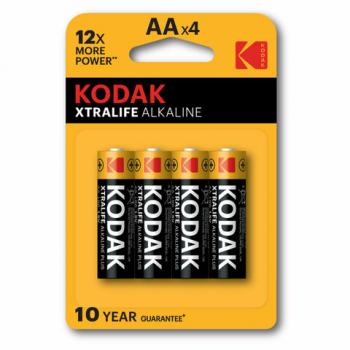 Батарейки алкалиновые "пальчиковые" КОМПЛЕКТ 4 шт KODAK Xtralife Alkaline, АА (LR6,24, Б0014328 - Премиум Сервис
