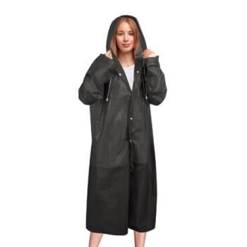 Дождевик плащ черный на кнопках, EVA, многоразовый прочный, чехол в комплекте, универсальный размер, SHAMAANI, 610932 - Премиум Сервис