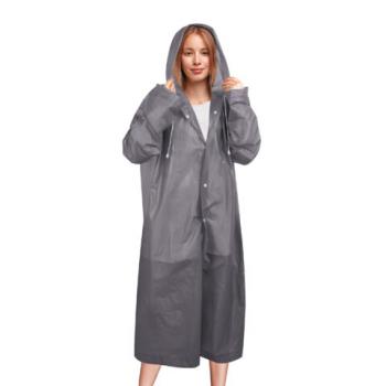 Дождевик плащ серый на кнопках, EVA, многоразовый прочный, чехол в комплекте, универсальный размер, SHAMAANI, 610936 - Премиум Сервис