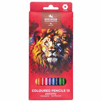 Карандаши цветные KOH-I-NOOR "RED LION" 12 цветов, шестигранные, 2,8 мм, натуральное дерево, 3552/12, 3552012063KS - Премиум Сервис