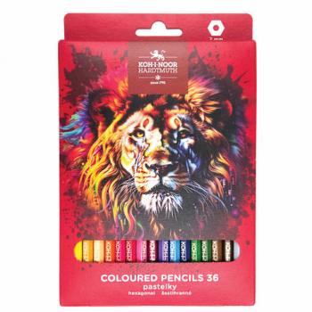 Карандаши цветные KOH-I-NOOR "RED LION" 36 цветов, шестигранные, 2натуральное дерево, 3555/36, 3555036063KS - Премиум Сервис