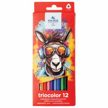 Карандаши цветные KOH-I-NOOR "DONKEY" 12 цветов, трехгранные, 3,2 мм, натуральное дерево, 3132/12, 3132012013KS - Премиум Сервис