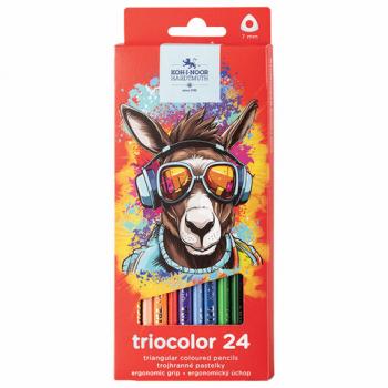 Карандаши цветные KOH-I-NOOR "DONKEY" 24 цвета, трехгранные, 3,2 мм, натуральное дерево, 3134/24, 3134024013KS - Премиум Сервис