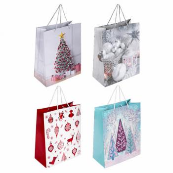 Пакет подарочный НАБОР 4 штуки, новогодний, 26x13x32 см, "Collection Large", ЗОЛОТАЯ СКАЗКА, 591954 - Премиум Сервис