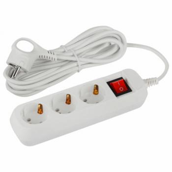 Удлинитель ЭРА UDL-10 Greenline, 3 розетки, с заземлением, с выключателем, 10 А, 5м, белый, UDL-10-350-ES - Премиум Сервис