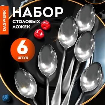 Ложки столовые STANDARD КОМПЛЕКТ 6 шт, полированная нержавеющая сталь, серебристые DASWERK, 609077 - Премиум Сервис