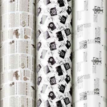 Бумага упаковочная крафтовая НАБОР 3 шт., "Kraft Casual", 70х100 см, 3 дизайна, ЗОЛОТАЯ СКАЗКА, 592063 - Премиум Сервис