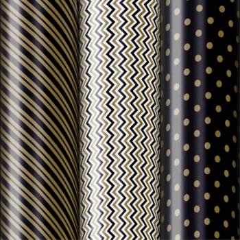 Бумага упаковочная мелованная НАБОР 3 шт., "Golden Pattern", 70х100 см, 3 дизайна, ЗОЛОТАЯ СКАЗКА, 592062 - Премиум Сервис