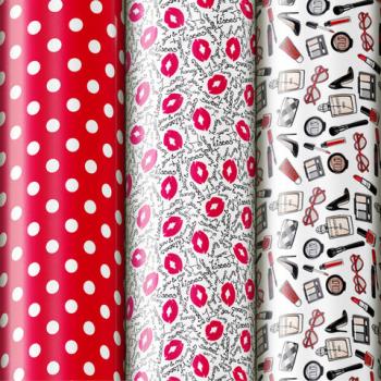 Бумага упаковочная мелованная НАБОР 3 шт., "For Women", 70х100 см, 3 дизайна, ЗОЛОТАЯ СКАЗКА, 592065 - Премиум Сервис