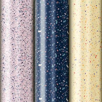 Бумага упаковочная мелованная НАБОР 3 шт., "Terrazzo", 70х100 см, 3 дизайна, ЗОЛОТАЯ СКАЗКА, 592066 - Премиум Сервис