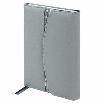 Ежедневник недатированный А5 155х213 мм BRAUBERG "Wild", под кожу, магнит, 160 л., SNAKE, серый, 116234 - Премиум Сервис