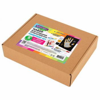 Набор отпечатки рук: холст 18х24 см, перламутр 3 цвета, кисть + сертификат В ПОДАРОК, BRAUBERG HOBBY, 192531 - Премиум Сервис