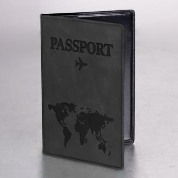 Обложка для паспорта "Passport Map", мягкая экокожа, графитовая, STAFF, 238875 - Премиум Сервис