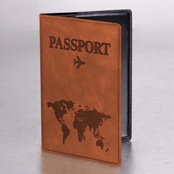 Обложка для паспорта "Passport Map", мягкая экокожа, коричневая, STAFF, 238876 - Премиум Сервис