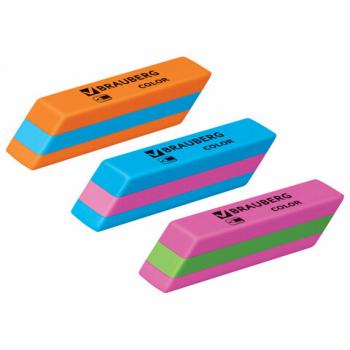 Ластик BRAUBERG "Color", 55х15х13 мм, прямоугольный, скошенный, яркие цвета ассорти, 272671 - Премиум Сервис