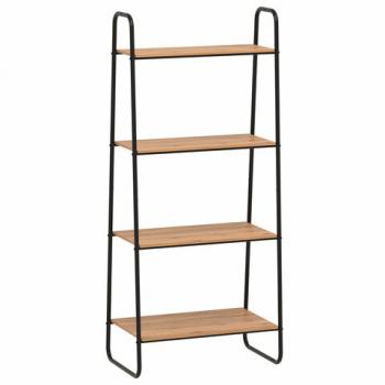 Стеллаж на металлокаркасе "Скандинавия-24", 650*385*1470 мм, 4 полки ЛДСП, черный/дуб, CТCП24 Ч - Премиум Сервис