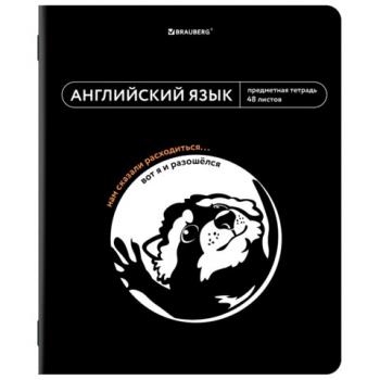Тетрадь предметная МЕМЫ 48 л., TWIN-лак, АНГЛИЙСКИЙ ЯЗЫК, клетка, подсказ, BRAUBERG, 405098 - Премиум Сервис