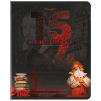 Тетрадь предметная ДАТЫ 48 л., TWIN-лак, АНГЛИЙСКИЙ ЯЗЫК, клетка, подсказ, BRAUBERG, 405124 - Премиум Сервис