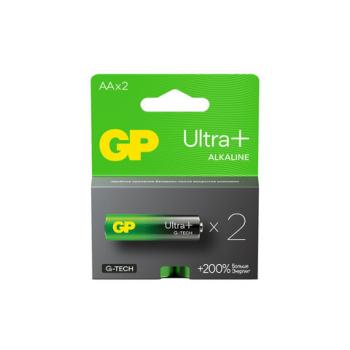 Батарейки КОМПЛЕКТ 2 шт., GP Ultra Plus G-Tech, AA (LR6), алкалиновые, пальчиковые, 15AUPA21-2CRSB2 - Премиум Сервис