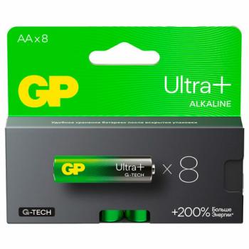 Батарейки КОМПЛЕКТ 8 шт., GP Ultra Plus G-Tech, AA (LR6), алкалиновые, пальчиковые, 15AUPA21-2CRB8 - Премиум Сервис