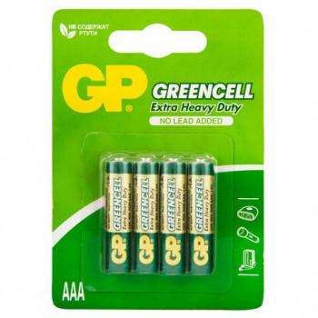 Батарейки КОМПЛЕКТ 4 шт., GP GreenCell AAA (R03, 24G), солевые, мизинчиковые, блистер, 24G-2CR4 - Премиум Сервис