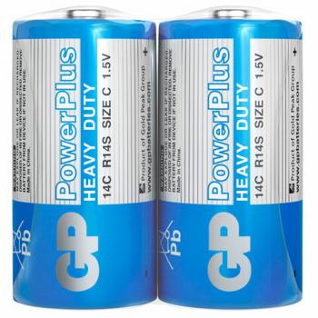Батарейки КОМПЛЕКТ 2 шт., GP PowerPlus C (14C), солевые, в пленке, 14CEBRA-2S2 - Премиум Сервис