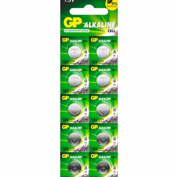 Батарейки КОМПЛЕКТ 10 шт., GP Alkaline, 189A (G10, LR54), алкалиновые, отрывной блок, 189FRA-2C10 - Премиум Сервис