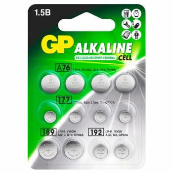 Батарейки НАБОР 12 шт. (А76 – 4 шт., 177 – 4 шт., 189 – 2 шт., 192 – 2 шт.), GP Alkaline, блистер, ACM02F-2CR12 - Премиум Сервис