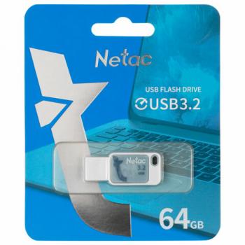 Флеш-диск 64 GB NETAC UA31, USB 3.2, голубой, NT03UA31N-064G-32BL - Премиум Сервис