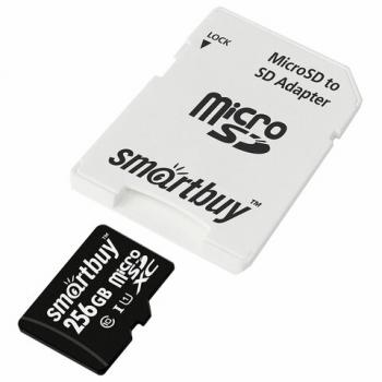 Карта памяти microSDXC 256 GB SMARTBUY, UHS-I, 90 Мб/сек (class 10), с адаптером, SB256GBSDCL10-01 - Премиум Сервис