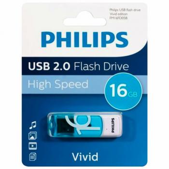 Флеш-диск 16 GB PHILIPS VIVID, разъем USB 2.0, синий, FM16FD05B/97 - Премиум Сервис