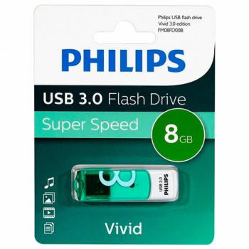 Флеш-диск 8 GB PHILIPS VIVID, разъем USB 3.0, зеленый, FM08FD00B/97 - Премиум Сервис