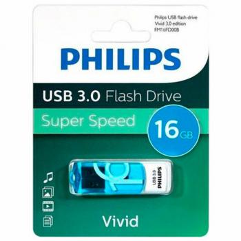 Флеш-диск 16 GB PHILIPS VIVID, разъем USB 3.0, синий, FM16FD00B/97 - Премиум Сервис