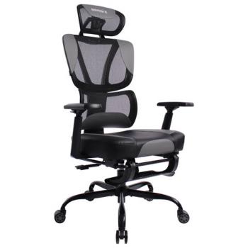 Кресло BRABIX PREMIUM "Venom GM-530", подножка, синхромеханизм, экокожа/сетка, черное/серое, 532951 - Премиум Сервис