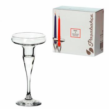 Подсвечник, 170 мм, КОМПЛЕКТ 2 штуки, стекло, PASABAHCE "БЕЙЗИК", фирменная подарочная упаковка, 44021 - Премиум Сервис