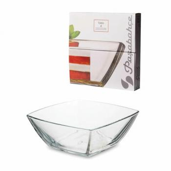 Салатник малый квадратный, 160 мм, КОМПЛЕКТ 4 штуки, стекло, PASABAHCE "ТОКИО", фирменная подарочная упаковка, 53066 - Премиум Сервис