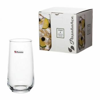 Стакан высокий, объем 470 мл, КОМПЛЕКТ 4 штуки, стекло, PASABAHCE "АЛЛЕГРА", фирменная подарочная упаковка, 420015 - Премиум Сервис