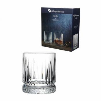 Стакан низкий, объем 355 мл, КОМПЛЕКТ 4 штуки, стекло, PASABAHCE "ЭЛИЗИЯ", фирменная подарочная упаковка, 520004 - Премиум Сервис