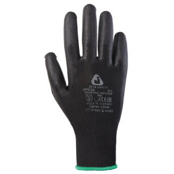 Перчатки нейлоновые JETA SAFETY, полиуретановое покрытие, КОМПЛЕКТ 12 пар, размер 8 (M), черные, JP011b, JP011b-M - Премиум Сервис