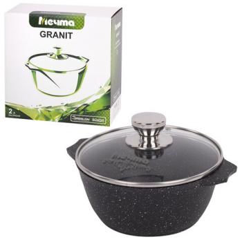 Кастрюля 2 л с жаропрочной крышкой 20 см, антипригарное покрытие, МЕЧТА "Гранит Black", 42802 - Премиум Сервис