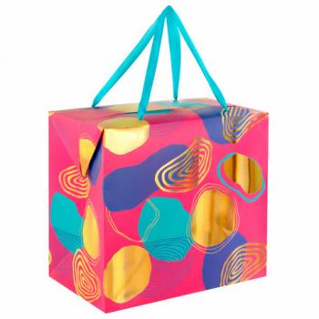 Пакет-коробка подарочный (1 штука) "Яркий", 22,5х13,5х20 см, тиснение фольгой, ламинация, 90079 - Премиум Сервис