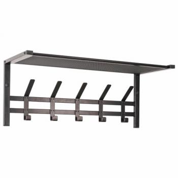 Вешалка настенная с полкой "Торонто-21", 270*670*270 мм, 5 крючков, металл, черная, ВСПТ21 Ч - Премиум Сервис