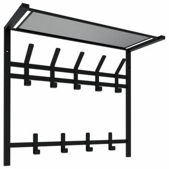 Вешалка настенная с полкой 2 яруса "Торонто-22", 585*670*270 мм, 9 крючков, металл, черная, ВСПТ22 Ч - Премиум Сервис
