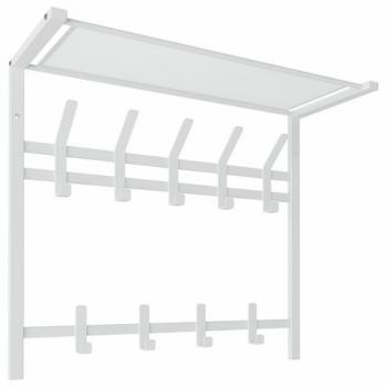 Вешалка настенная с полкой 2 яруса "Торонто-22", 585*670*270 мм, 9 крючков, металл, белая, ВСПТ22 Б - Премиум Сервис