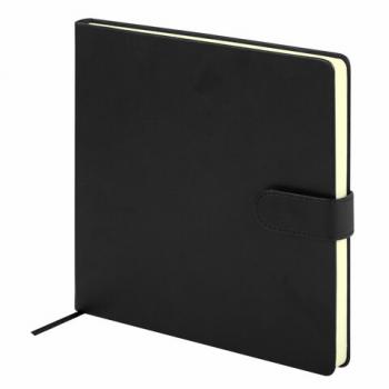 Скетчбук, слоновая кость 140 г/м2, 200х200 мм, 80 л., КОЖЗАМ, застежка, BRAUBERG ART CLASSIC, черный, 116462 - Премиум Сервис