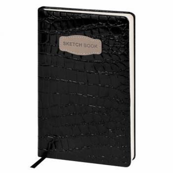 Скетчбук, слоновая кость 140г/м 130х210мм, 80л, КОЖЗАМ, резинка, BRAUBERG ART, CROCO, 116470 - Премиум Сервис