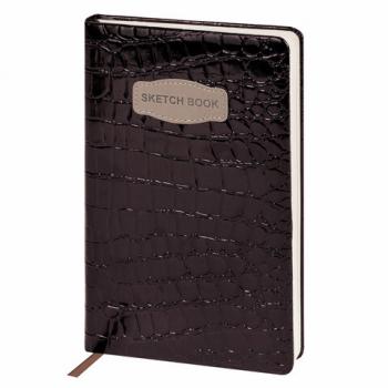Скетчбук, слоновая кость 140г/м 130х210мм, 80л, КОЖЗАМ, резинка, BRAUBERG, CROCO кори, 116471 - Премиум Сервис
