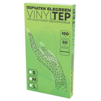 Перчатки одноразовые эластомер TPE, КОМПЛЕКТ 50 пар (100шт), L (большие), прозрач, EL, ГППVTЭлП-L - Премиум Сервис